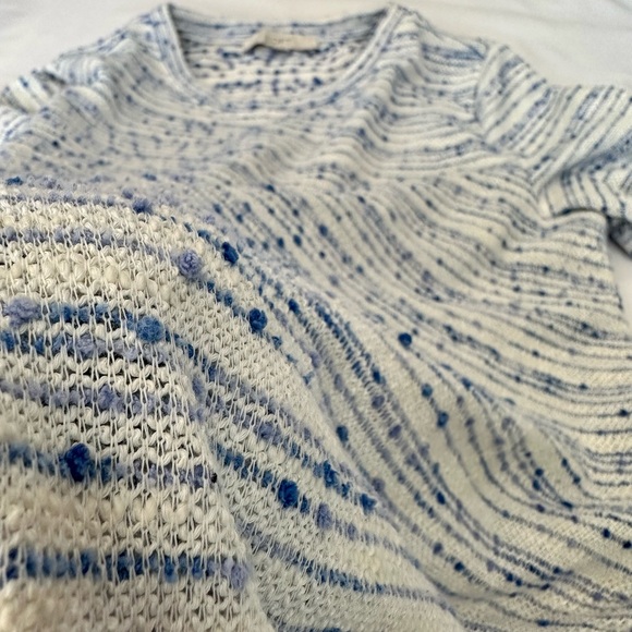 Loft Womens Crew Neck Cotton Blend Lightweight White & Blue Sweater Size M EUC - Picture 5 of 11